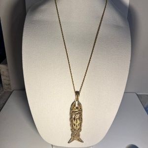 Vintage Brass Fish Necklace